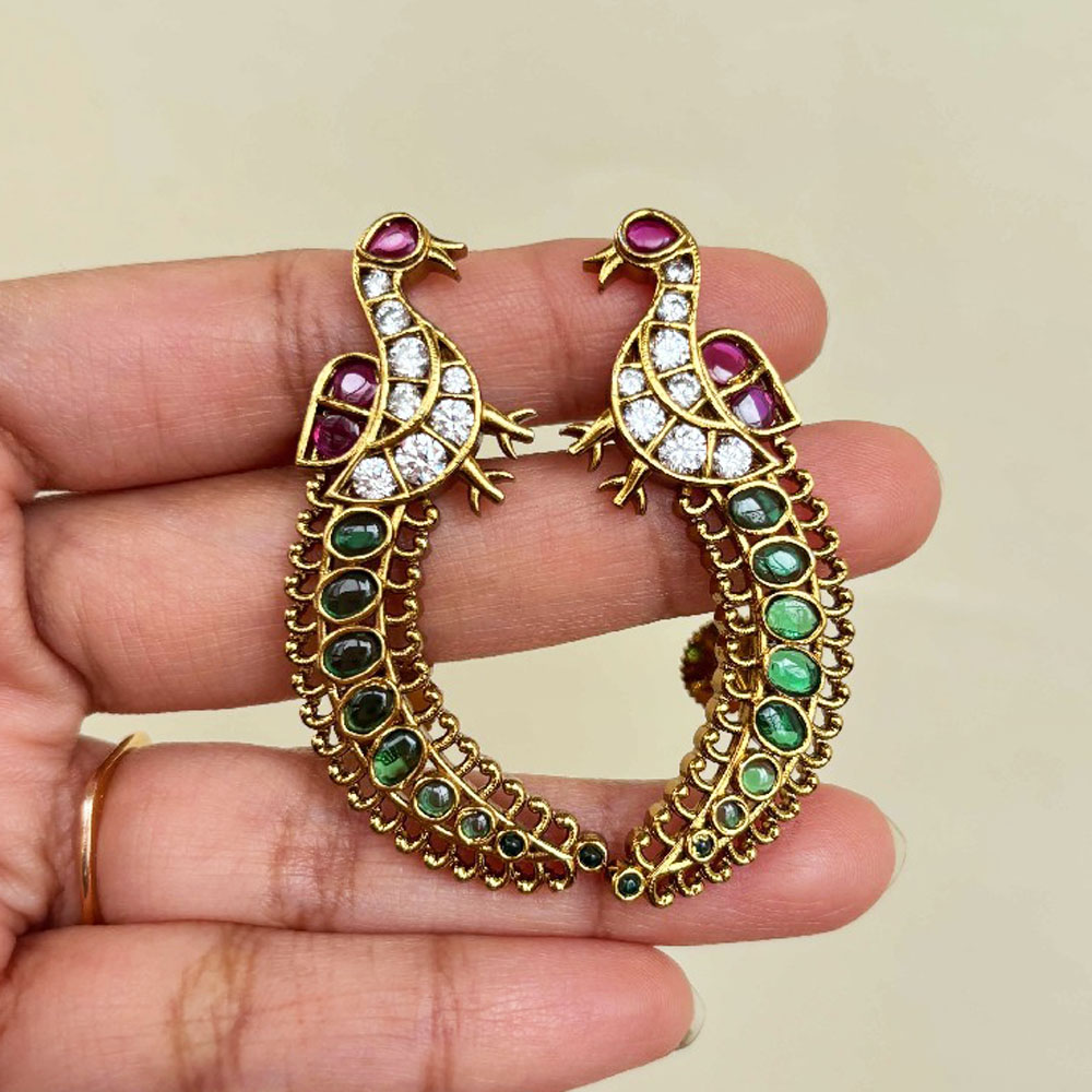 Handmade Brass Metal Jewellery Peacock Hoop Earrings